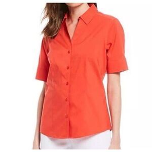 Lauren Gold Label Investments Ladies Stretch Button front Shirt, Orange Sz 6 NWT
